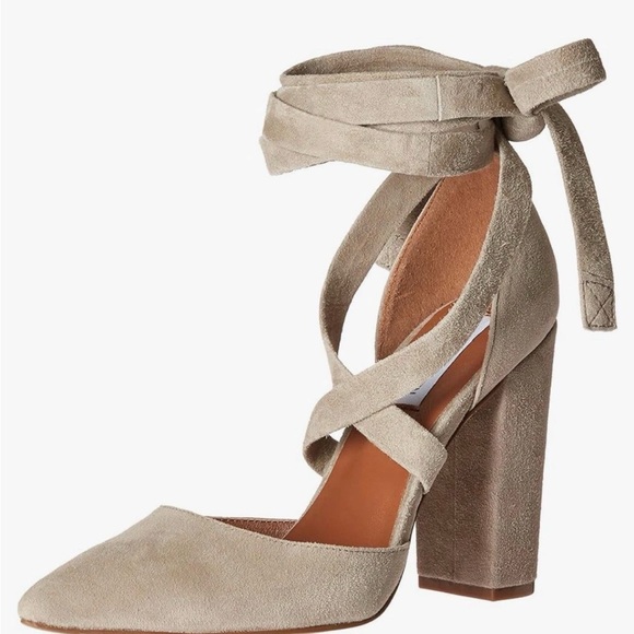 Steve Madden Shoes - Steve Madden Women’s Bryony 7M Taupe Suede Wrap Heel Pointed Toe Modern Noir
